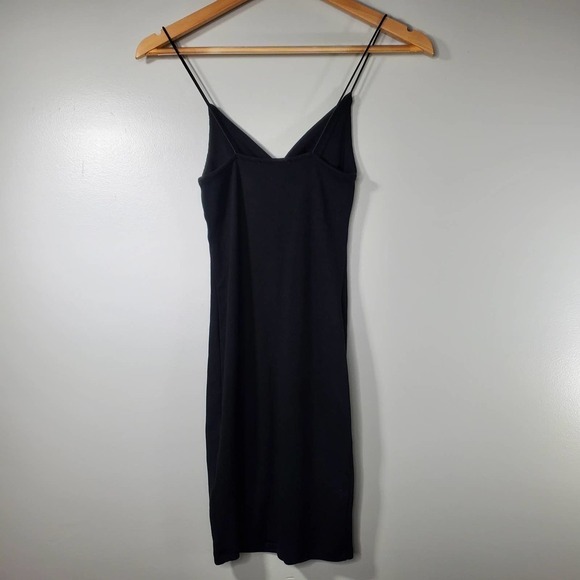 Zara V-Neck Ribbed Mini Bodycon Dress Black Size Small - Picture 3 of 6